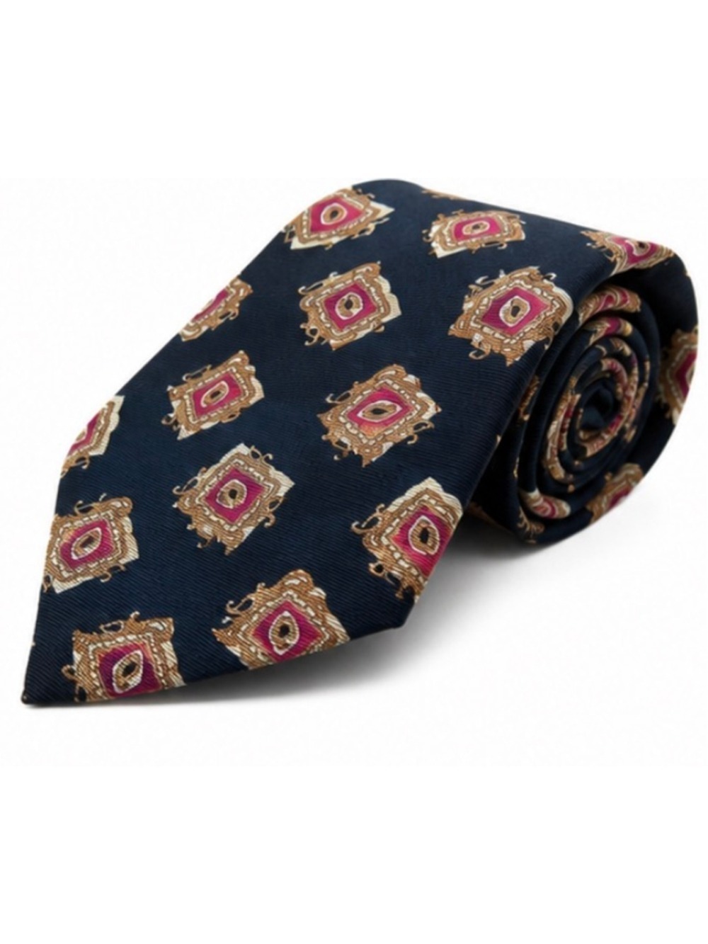 Men's Gilbert & Lodge Navy Red Patterned Silk Tie
